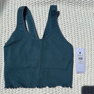 Teal Ribbed Tank Top and Leggings set